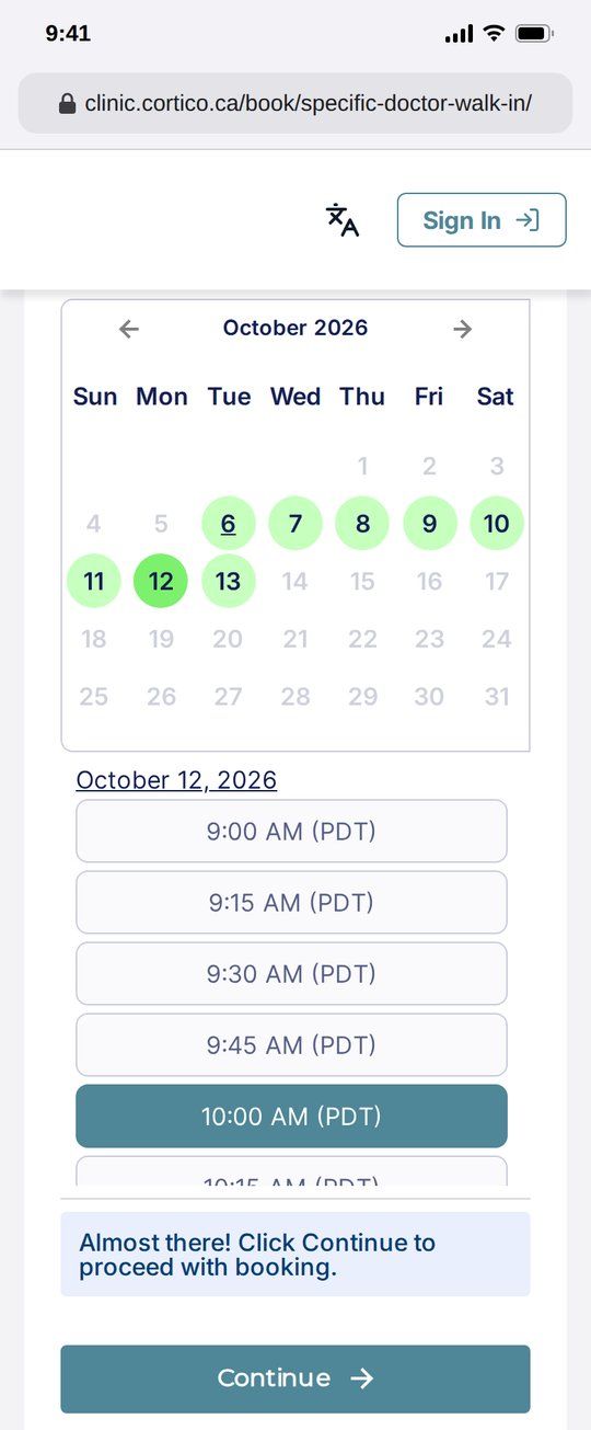 Pick a day and time (screenshot)