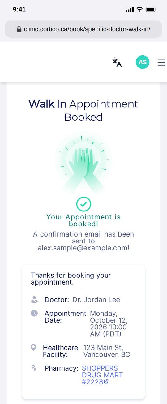 Appointment booked (screenshot)