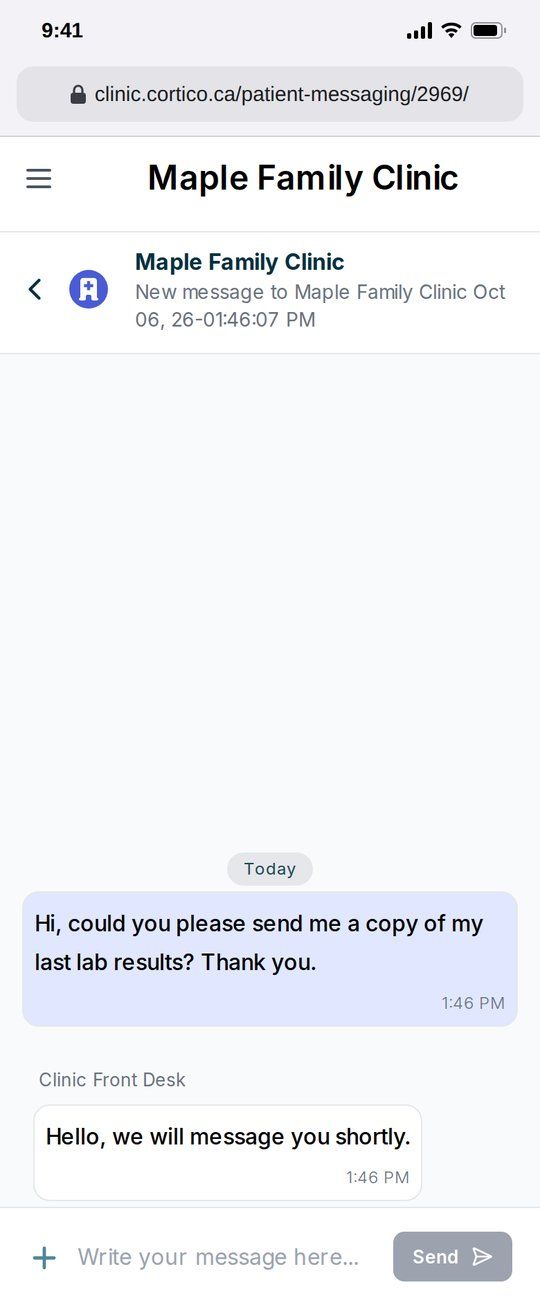 Chat with your clinic (screenshot)