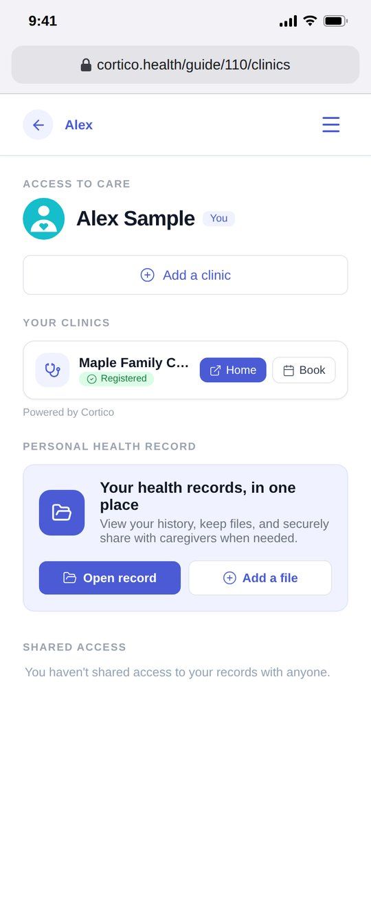 Your clinics (screenshot)