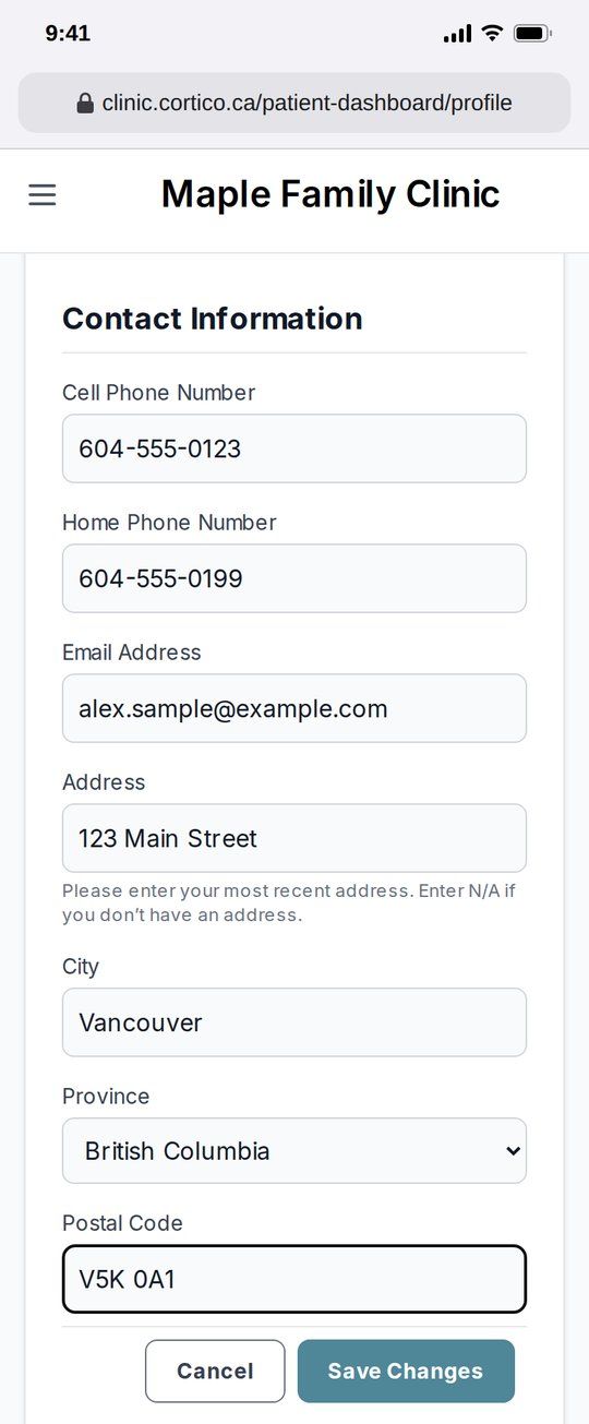 Update your contact info (screenshot)